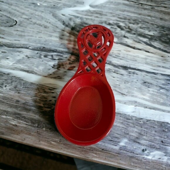 GHA Red Cast Iron Rooster Spoon Rest Holder Farmhouse Kitchen Décor Farmhouse - Picture 1 of 7